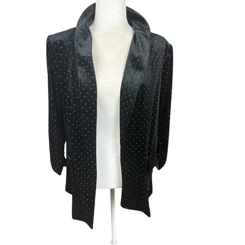 Meg & Margot Jacket Womens Size L‎ Black Velvet Gold Elegant Sophisticated New